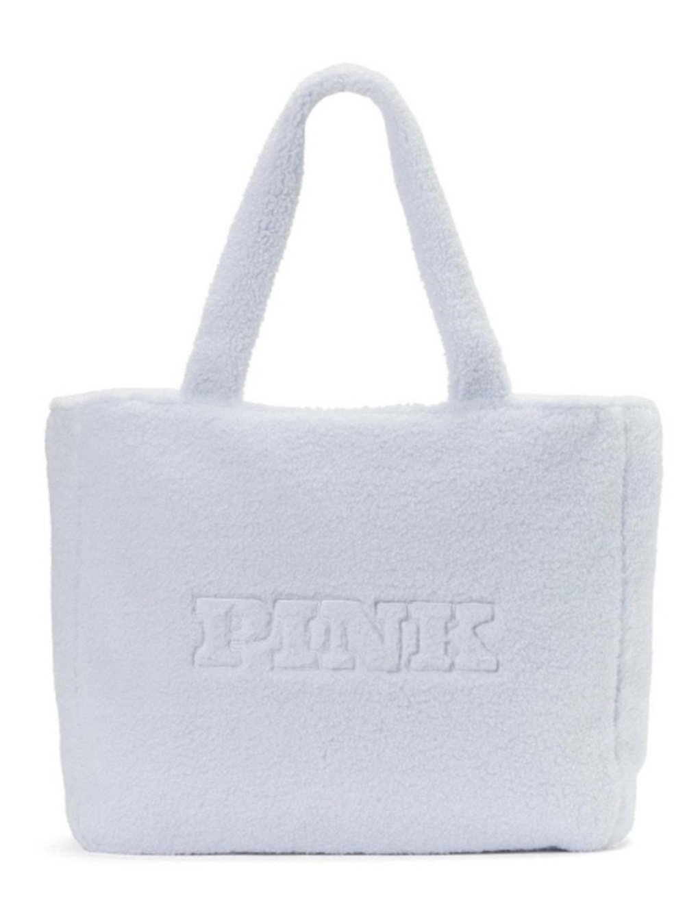 Victoria's Secret PINK COZY FLEECE TOTE LIGHT BLUE Sherpa Plush Fuzzy